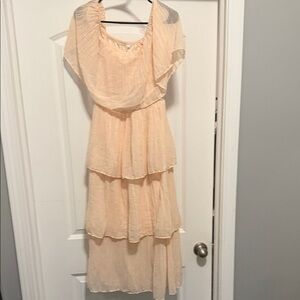 Source Unknown Peach Layered Chiffon Maxi Dress